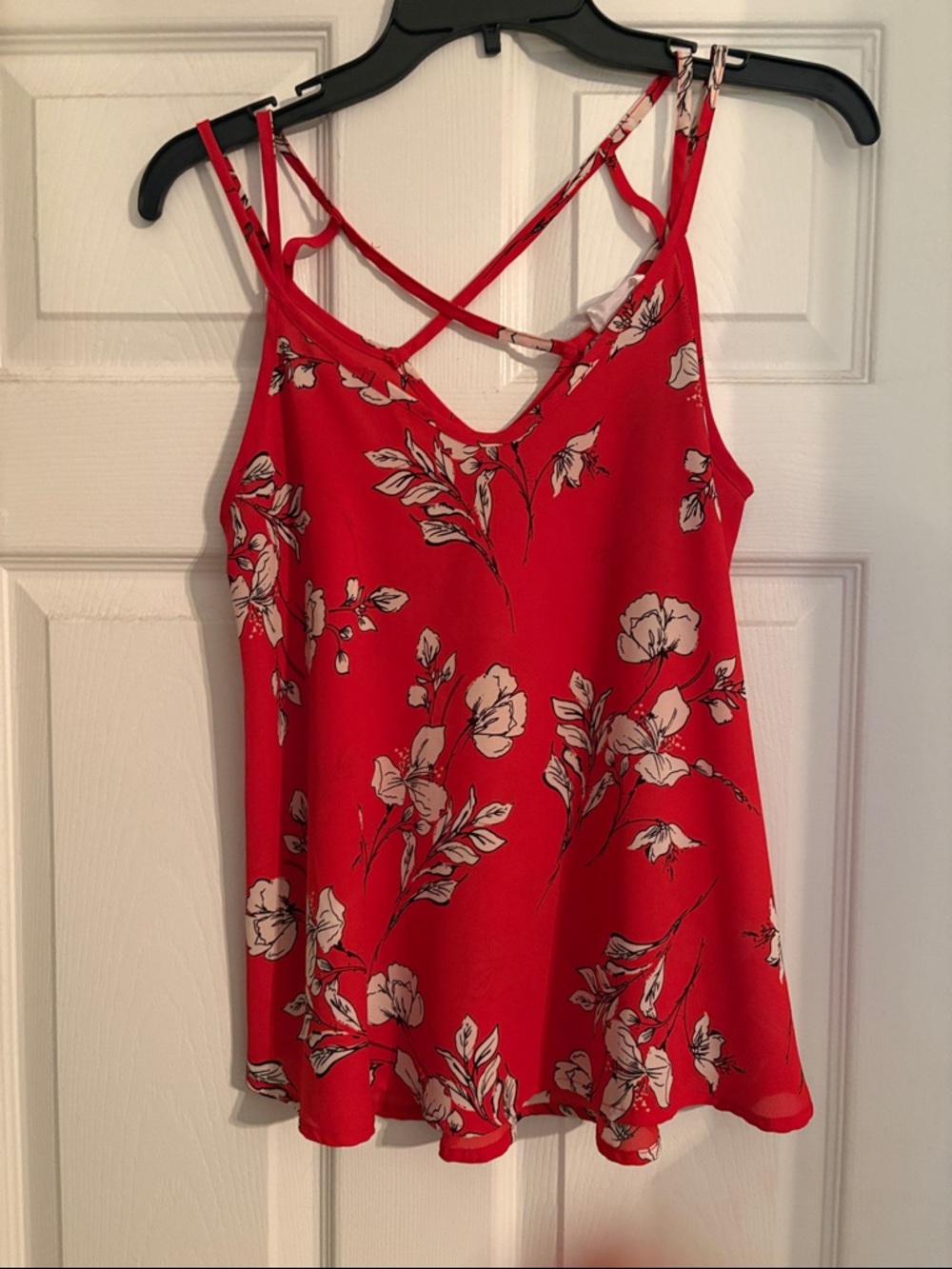 Sienna Sky Red Floral Crisscross Strap Camisole